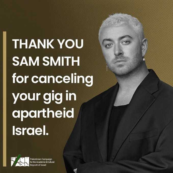 ألغى سام سميث عرضه في الكيان المحتل تضامنا مع  فلسطينية 