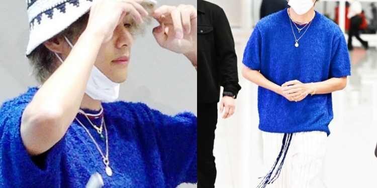 يظهر كيم تايهيونغ مع شعر اشقر في المطار اليوم استعددا لألبومه